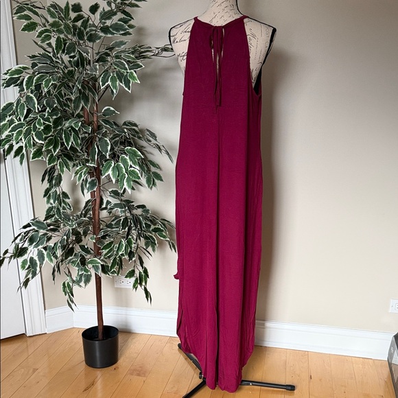 Magenta Halter Maxi Dress | Flowy Summer Beach Dress | Size Large - Picture 4 of 9
